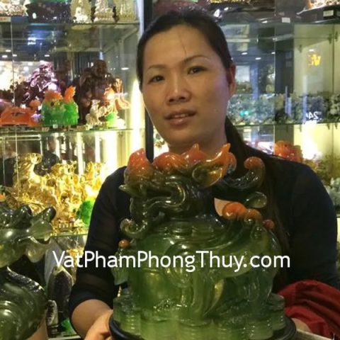 Chị Tuyết_Khách hàng mua Tỳ Hưu cặp xanh trong cánh vểnh E004,  Tỳ Hưu chiêu tài A086