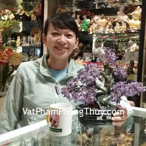Chị Tiên - khách hàng mua cây tài lộc thạch anh tím KC079