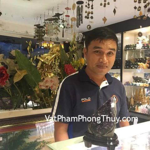 Anh Lộc - khách hàng mua chuỗi ngọc phỉ thúy xanh đậm A+ 10li S6397, bông thạch anh tím H096-8820