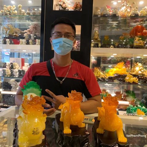 Anh Minh - Khách hàng mua Cặp tỳ hưu ngọc vàng cam LN050 và Tỳ hưu vàng ngọc kéo xe bắp cải LN045.