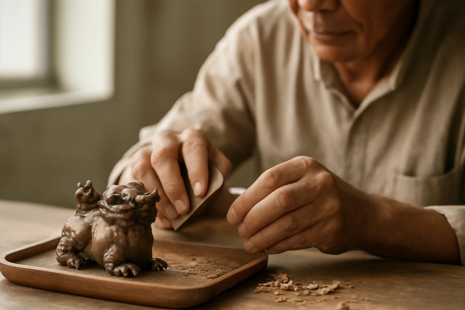 Tỳ hưu bằng gỗ: trầm hương, gỗ hương, bách xanh — chọn gỗ thật, giữ mùi thơm lâu