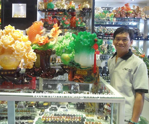 Anh Đức - khách hàng mua bắp cải đại phát tài H191G, Mẫu đơn phú quý H208G và Cá chép trên đế gỗ E184