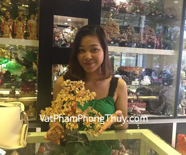 Chị Quỳnh Anh - khách hàng mua cây tài lộc thạch anh vàng KC019