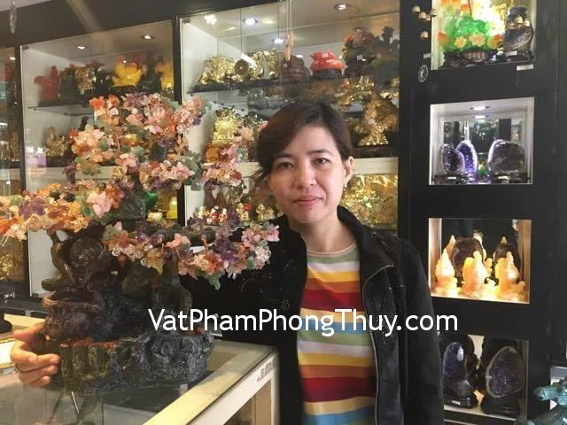 Chị Nguyệt - khách hàng mua cây tài lộc nhiều màu phong thủy luân KC001