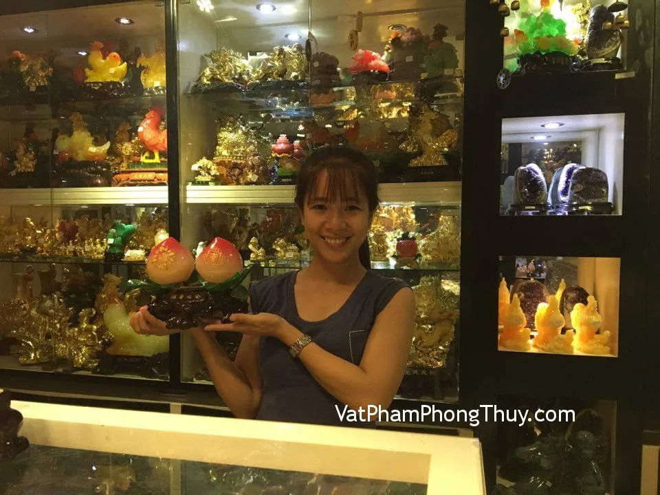 Vợ chồng anh Hoàng - khách hàng mua cặp song đào hồng trắng H337G
