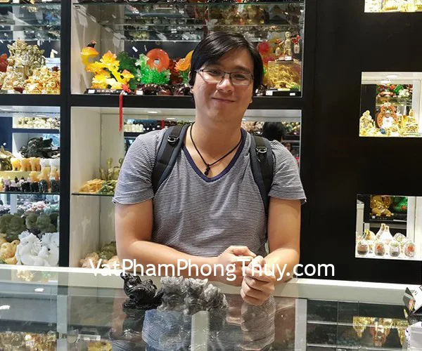 Anh Vinh - khách hàng mua cặp tỳ hưu thạch anh ám khói GM127 và thiềm hắc ngà GM156