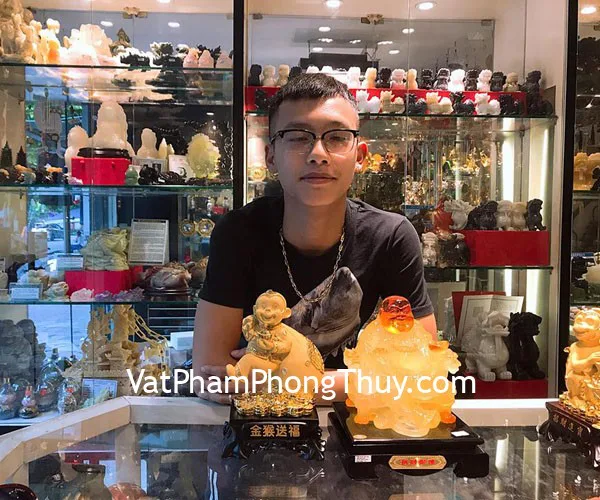 Anh Tiến Anh- Khách hàng mua Phật di lạc vàng cam ngồi ngai vàng C135A,Khỉ tài lộc kéo túi vàng đế gỗ K056M