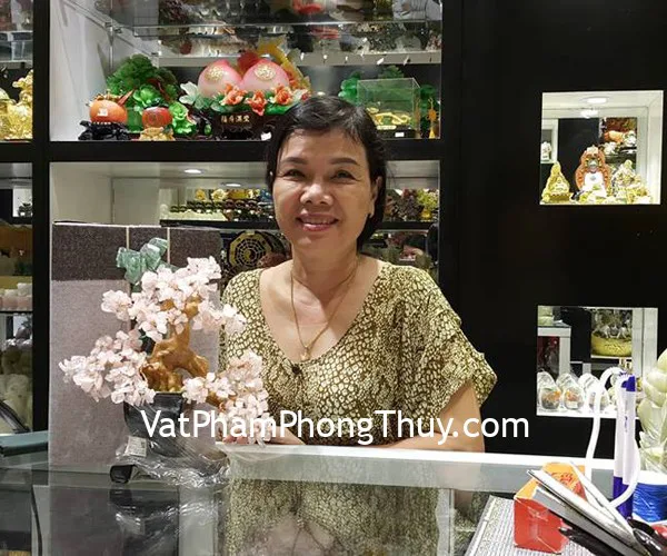 Chị Hằng - khách hàng mua cây tài lộc thạch anh hồng KC027