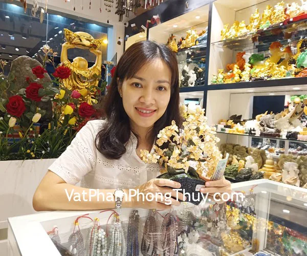 Chị Châu - khách hàng mua cây thạch anh vàng thân đại thụ KC115