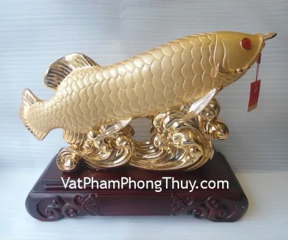Kim long đế gỗ vuông to - chiêu tài kim long A197