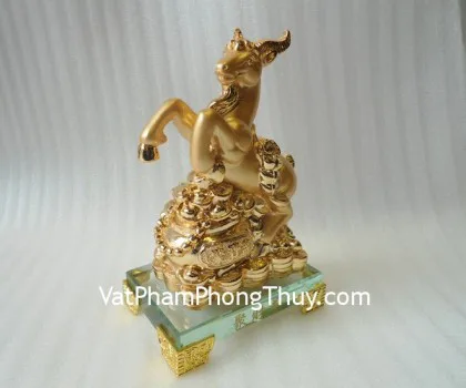 Dê vàng nguyên bảo đống tiền, thủy tinh - dê tụ tài H071G