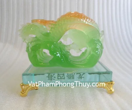 Rồng xanh đế vuông thủy tinh - long bằng tứ hải A147