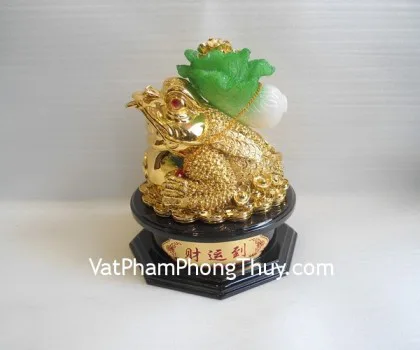 Thiềm thừ vàng đế gỗ xoay nhỏ - chiêu tài kim thiềm A111