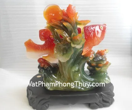 Cá kim long, đế gỗ- Kim long chiêu tài E199