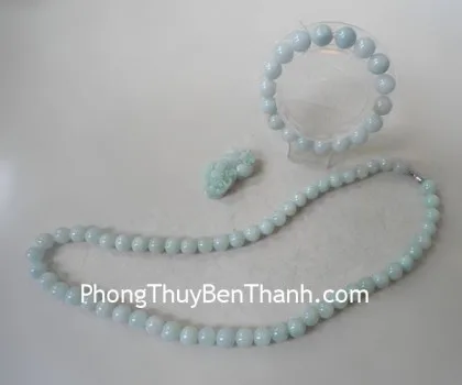 Vòng cổ bi tròn lớn trung ngọc Miến Điện 58 hạt S771