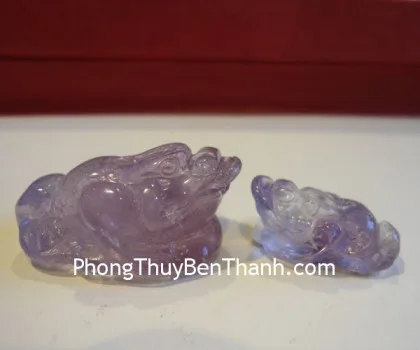 Thiềm Thừ đeo cổ đá thạch anh tím vẩy rồng mới S791