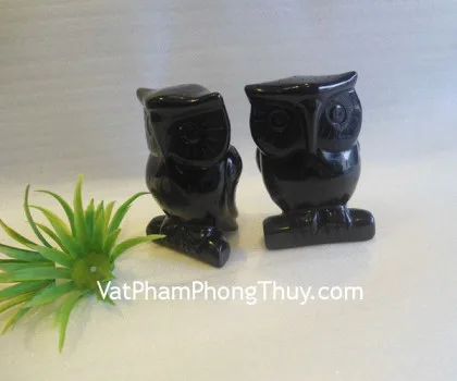 Cú mèo đá hắc ngà - 3 tấc H071