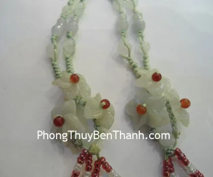 Dây chuyền kết sẵn 3 hoa Mẫu đơn 5 cánh đá Miến Điện S504