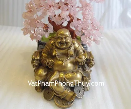 Phật di lặc thạch anh hồng - 3 tấc H074