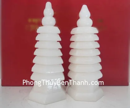 Tháp văn xương đá ngọc trắng 7 tầng nhỏ HM076