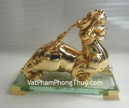 Tỳ hưu vàng kim, dơi, đế thủy tinh- tặng phước ban phước E035