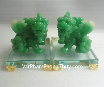 Tỳ hưu xanh, đế thủy tinh nhỏ- Chiêu tài tỳ hưu E037