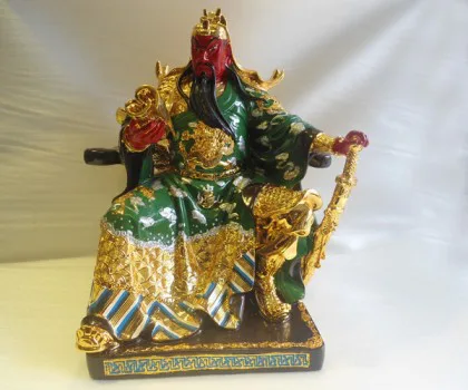 Quan công vàng cầm đao đứng trên đế thủy tinh - Phát tài quan công C148A