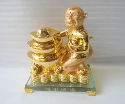 Khỉ may mắn ôm nguyên bảo đế thủy tinh - chiêu tài tấn bảo K067M
