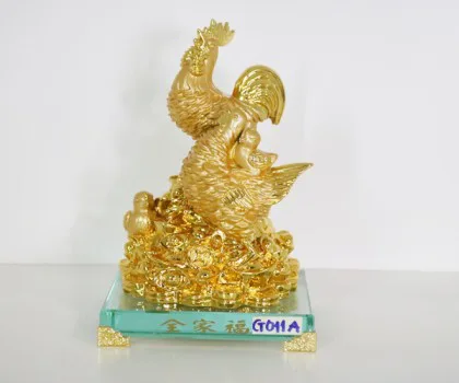 Gia đình gà trên đống vàng đế thủy tinh - Toàn gia phước G011A