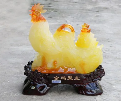 Gà ngọc vàng kéo xe tiền ngân bảo - Kim kê tụ bảo G050A