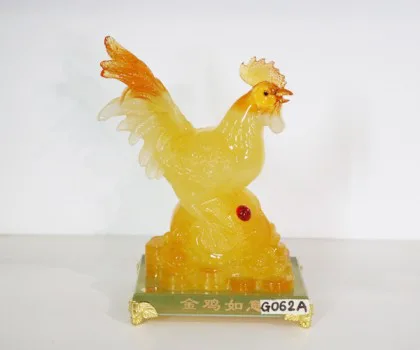Gà ngọc vàng đuôi vểnh trên tiền như ý - Kim kê như ý G062A