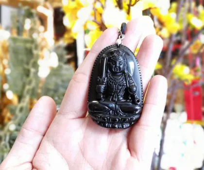 Phật bản mệnh đá hắc ngà - Tuất + Hợi (A Di Đà) S6340-8