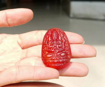 Phật bản mệnh đá mã não đỏ - Dậu (Bất Động Minh Vương) S6337-7