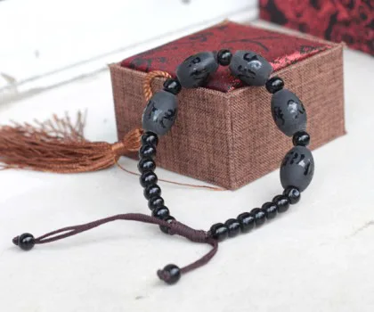 Dây rút hắc ngà 5 hạt có chữ phạn S6467