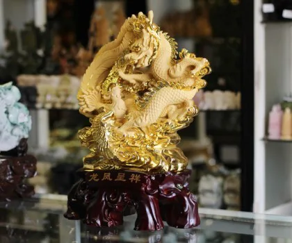 Rồng phụng vàng sa kim lớn - long phụng trình tường K151M