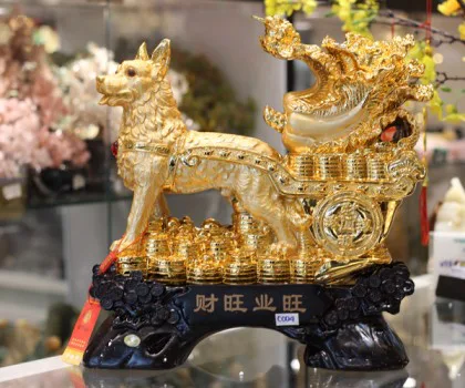 Chó vàng kéo bắp cải - Tài vượng nghiệp vượng C004A