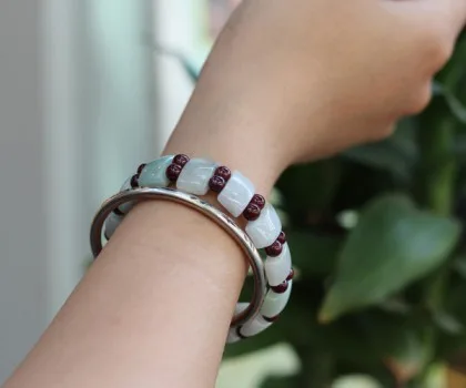 Chuỗi Phỉ Thúy hạt dẹp 2 hạt lựu S6681