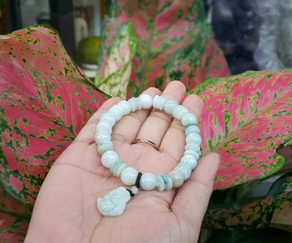 Chuỗi phỉ thúy hạt đồng tiền có phật di lạc S6679