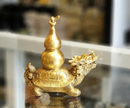 Rùa đầu rồng đồng cõng hồ lô đồng D289