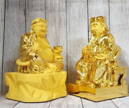 Bộ thần tài thổ địa vàng bóng kim sa khủng LN117