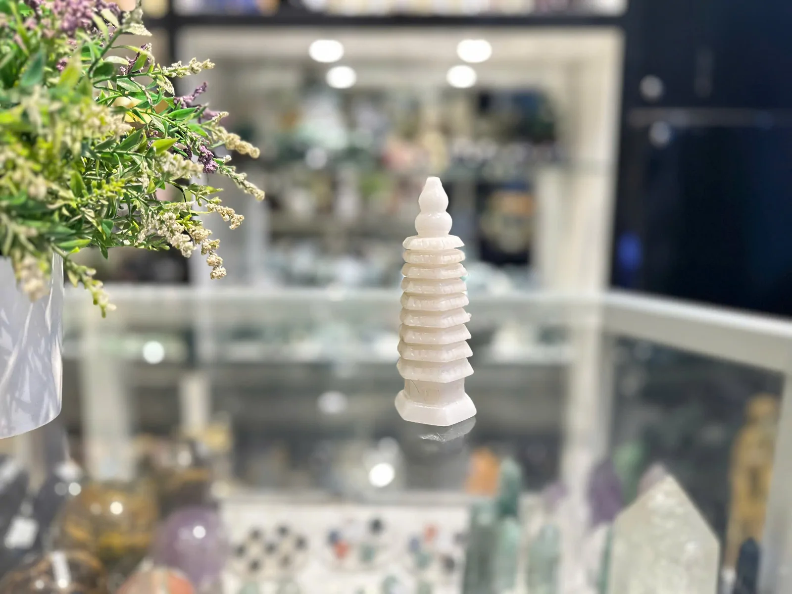 Tháp Văn Xương đá ngọc trắng 9 tầng K019